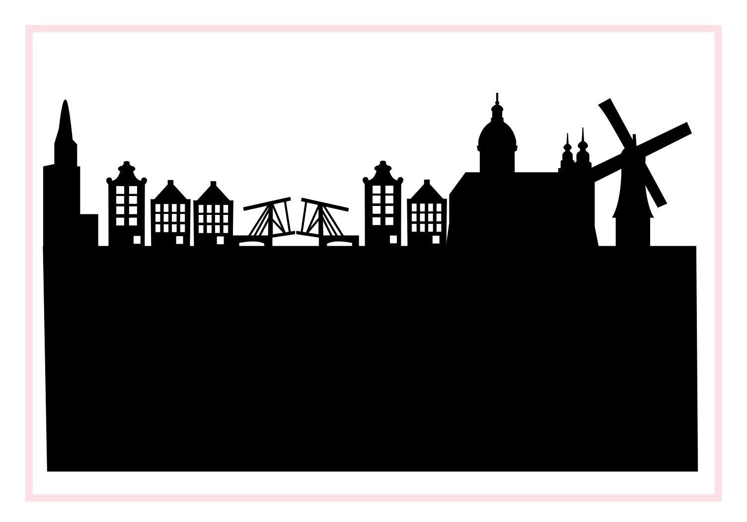Amsterdam Netherlands-Anne Cate-Skyline Silhouette Purses, Pillows, and Gifts