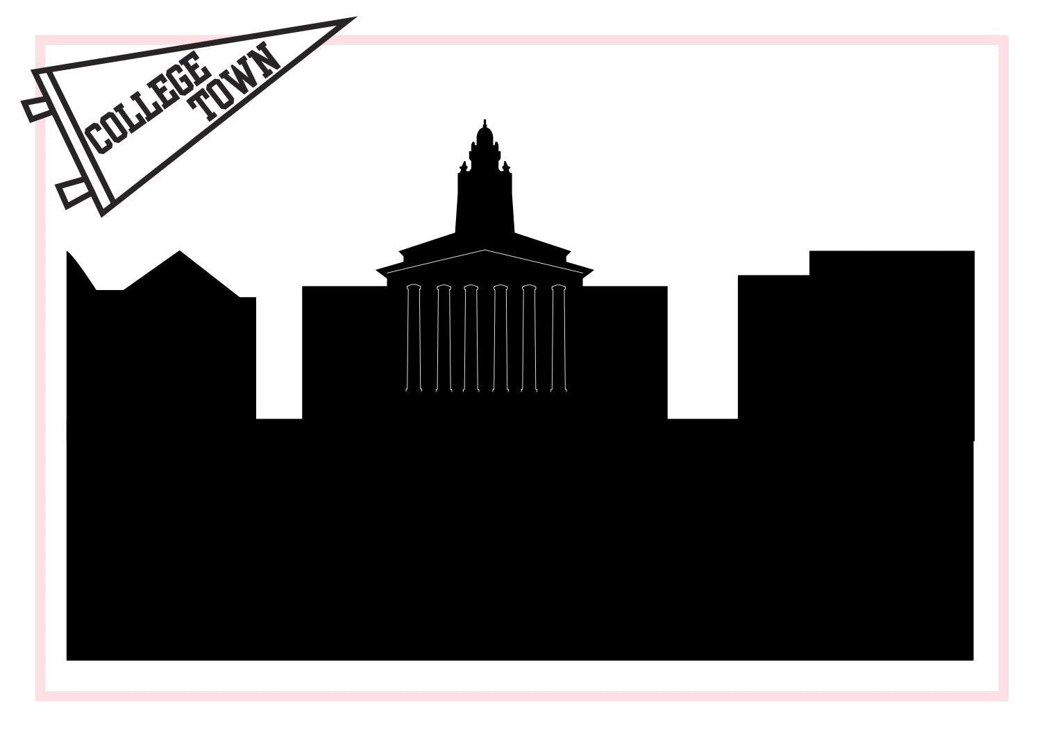 Granville Ohio (Denison University)-Anne Cate-Skyline Silhouette Purses, Pillows, and Gifts