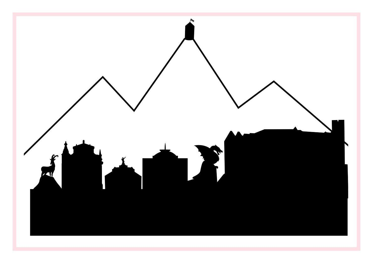 Ljubljana Slovenia-Anne Cate-Skyline Silhouette Purses, Pillows, and Gifts