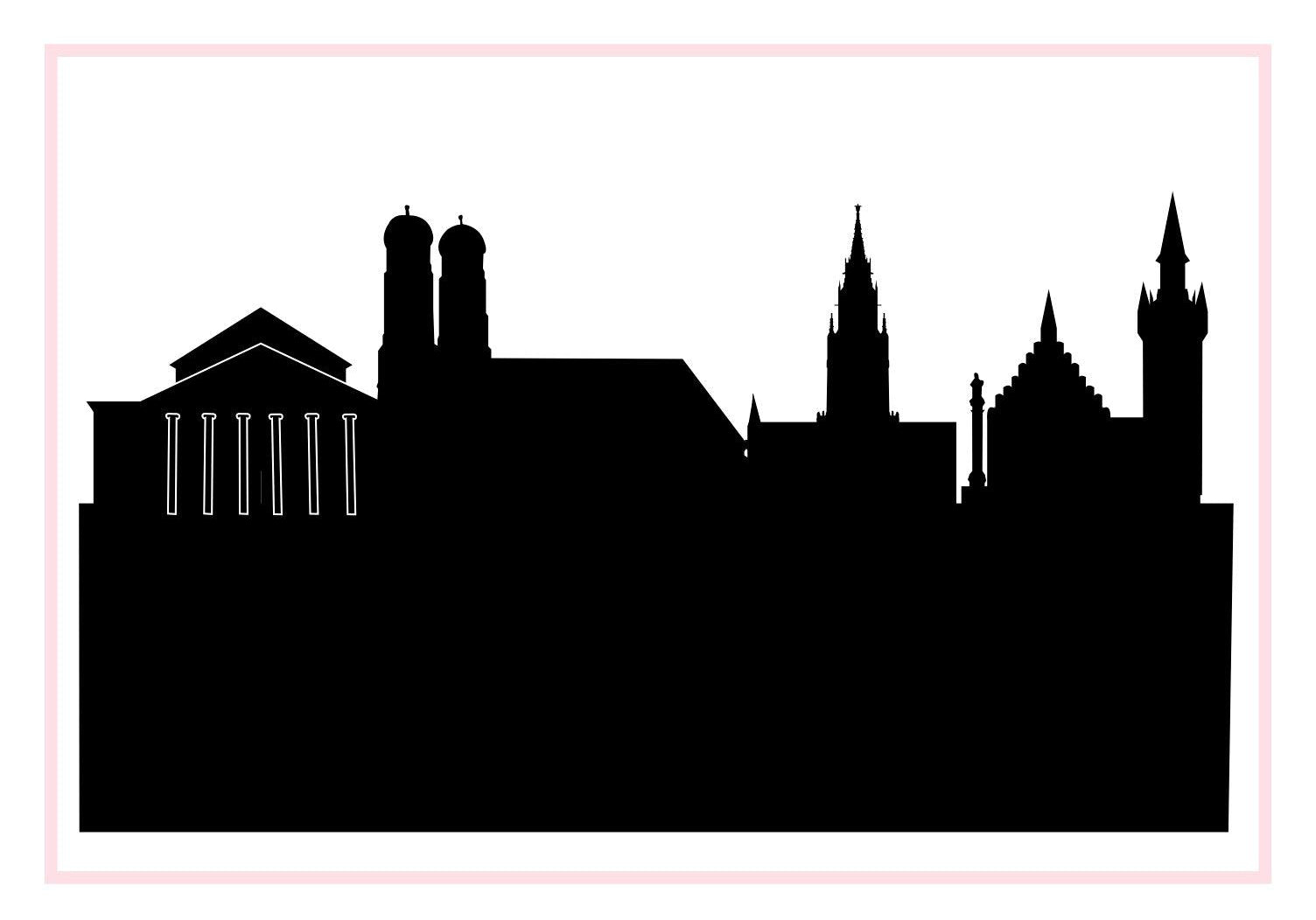 Munich Germany-Anne Cate-Skyline Silhouette Purses, Pillows, and Gifts