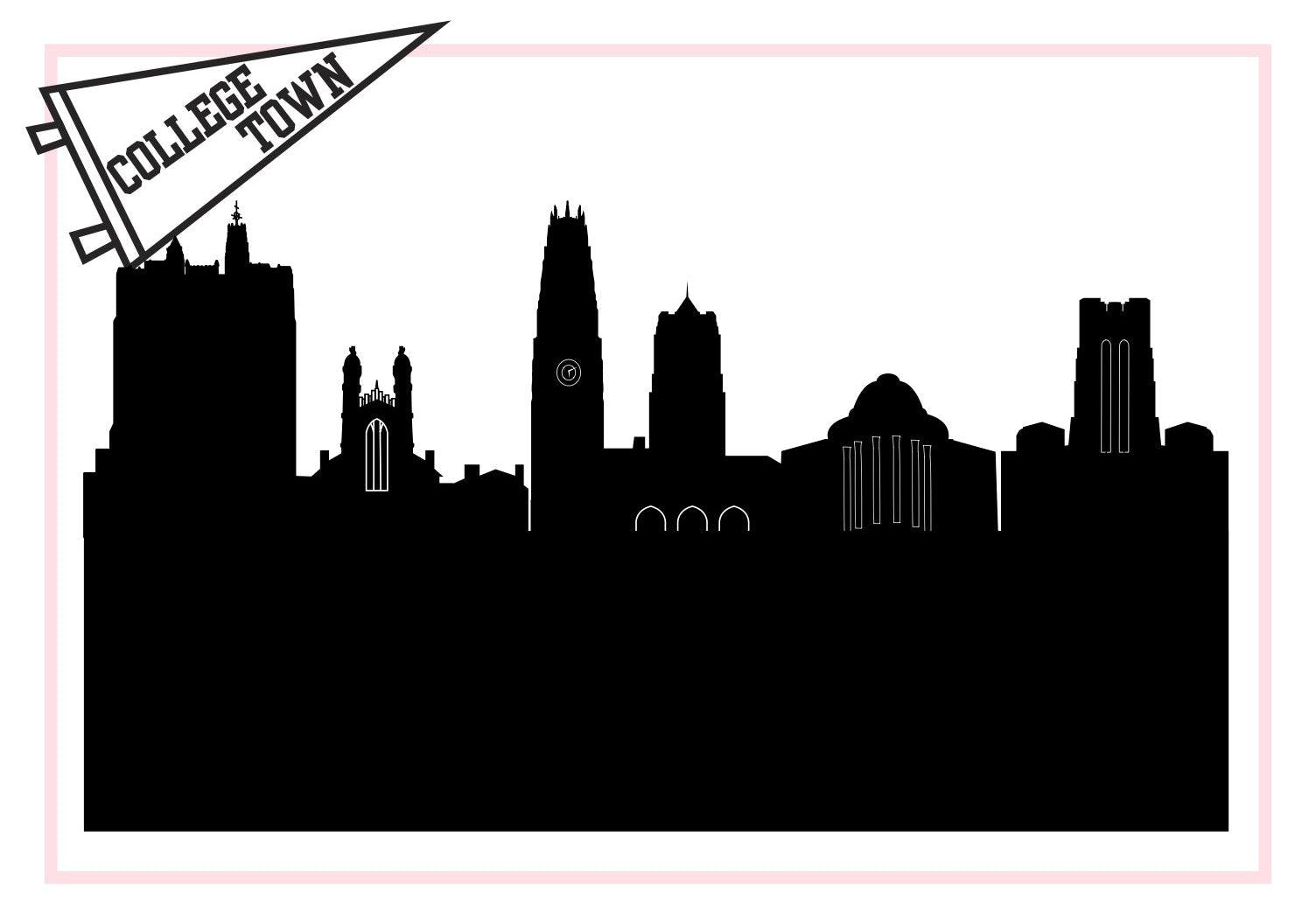 New Haven Connecticut (Yale University)-Anne Cate-Skyline Silhouette Purses, Pillows, and Gifts