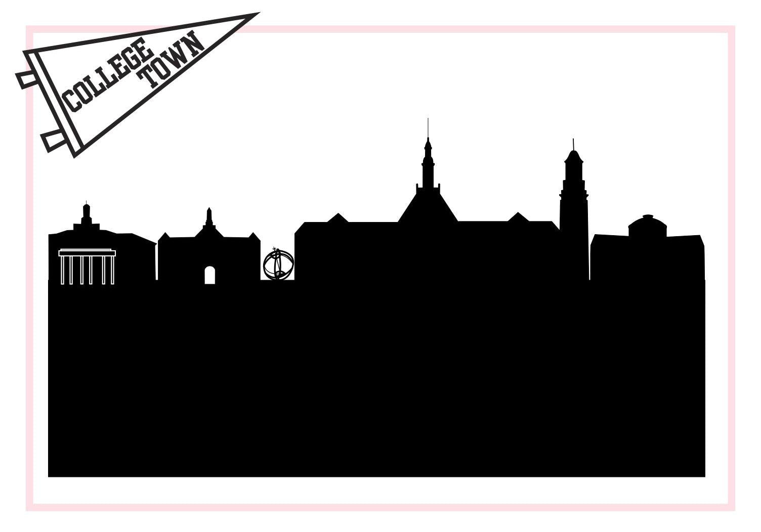 Oxford Ohio (Miami University)-Anne Cate-Skyline Silhouette Purses, Pillows, and Gifts