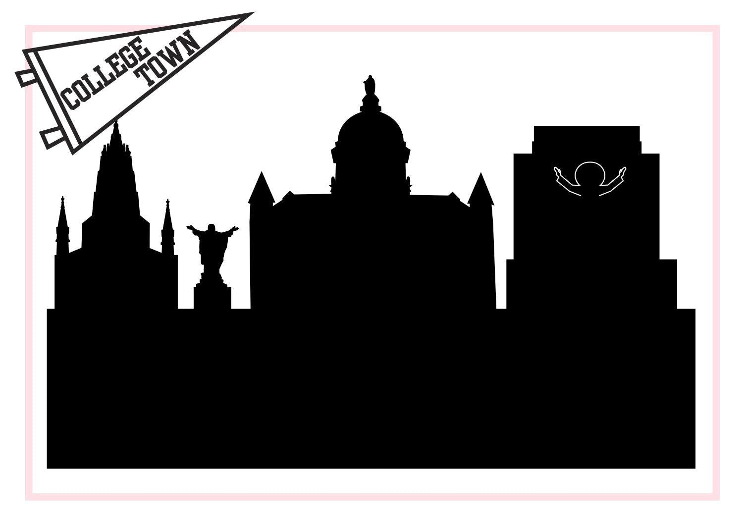 South Bend Indiana (University of Notre Dame)-Anne Cate-Skyline Silhouette Purses, Pillows, and Gifts