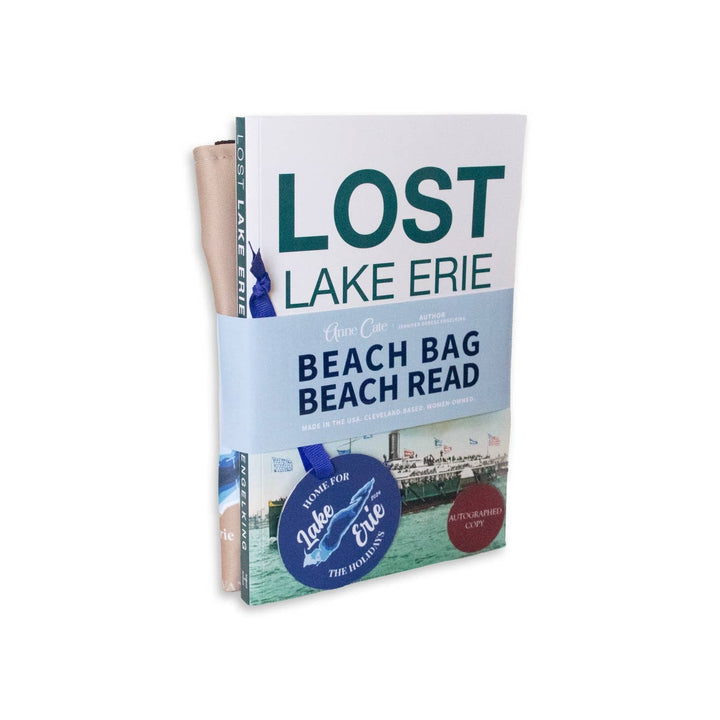 Beach Bag & Beach Read Bundle + Ornament - 'Lost Lake Erie' Book & Lake Erie Map Tote