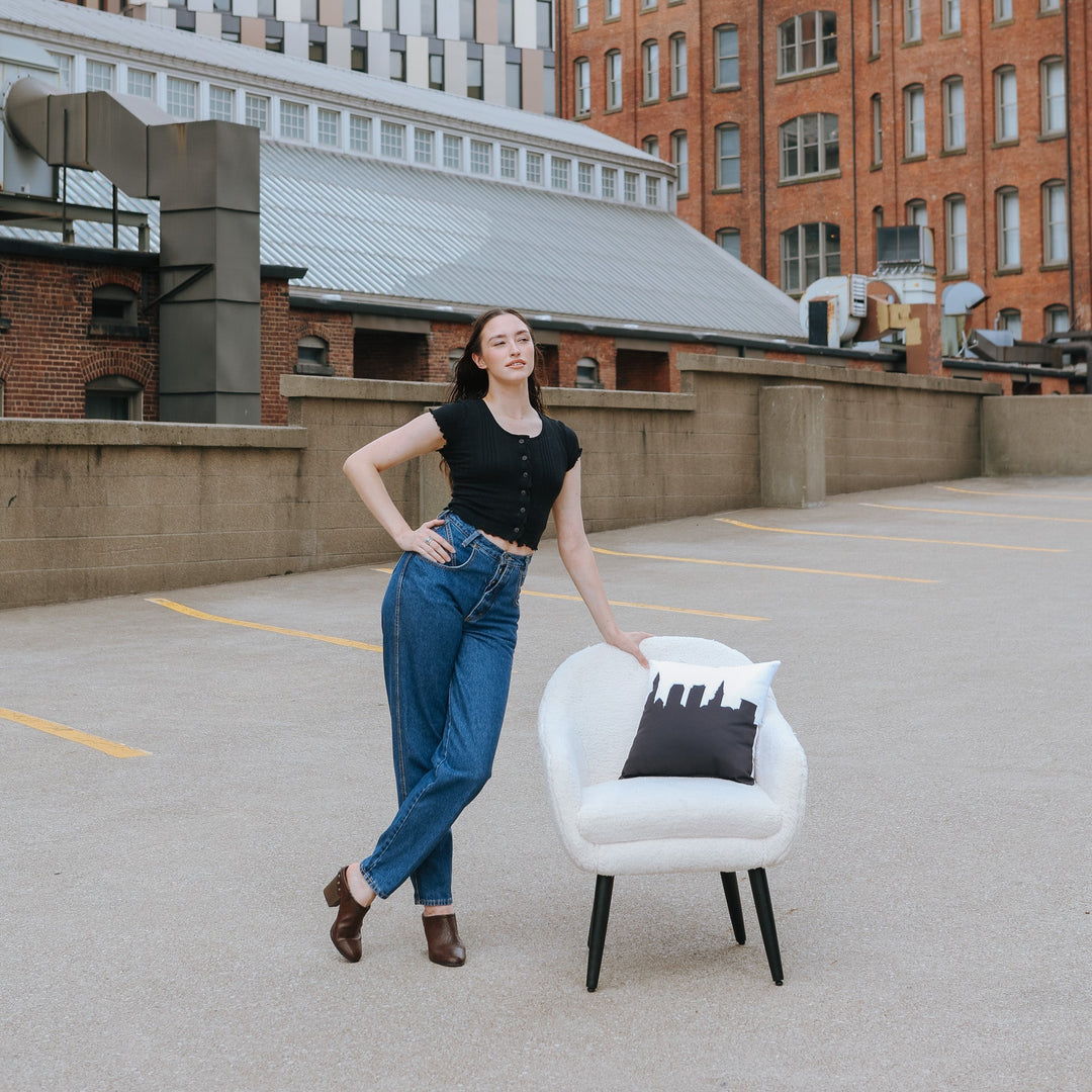 Dayton OH (University of Dayton) Skyline Large Throw Pillow