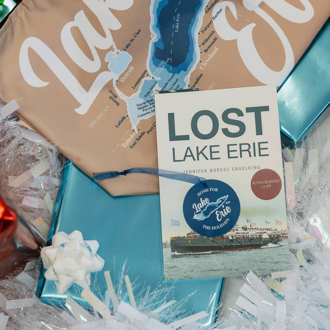 Beach Bag & Beach Read Bundle + Ornament - 'Lost Lake Erie' Book & Lake Erie Map Tote