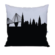 City Skyline Silhouette Throw Pillow - Anne Cate - Home Decor of your Favorite City. Black and White Skyline Throw Pillow