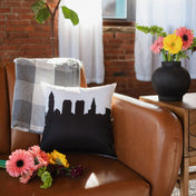 City Skyline Silhouette Throw Pillow - Anne Cate - Home Decor of your Favorite City. Black and White Skyline Throw Pillow