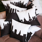 City Skyline Silhouette Throw Pillow - Anne Cate - Home Decor of your Favorite City. Black and White Skyline Throw Pillow