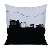 City Skyline Silhouette Throw Pillow - Anne Cate - Home Decor of your Favorite City. Black and White Skyline Throw Pillow