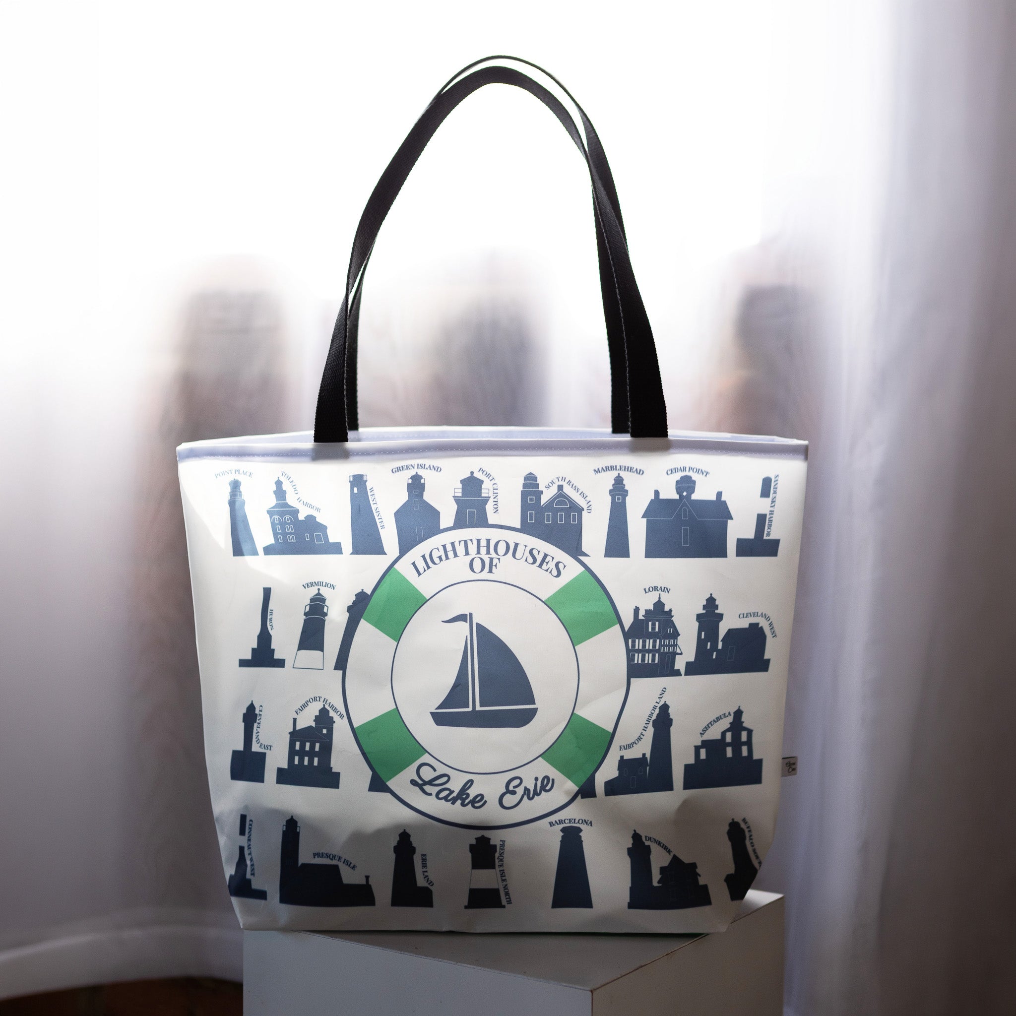 Lighthouses of Lake Erie Sailcloth Beach Tote
