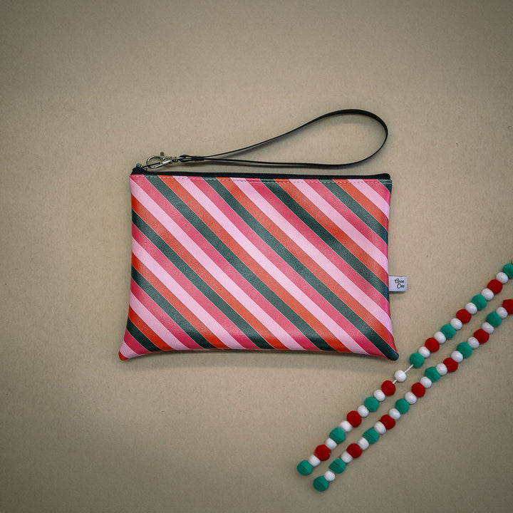 WRAPPING PAPER Striped Wristlet Clutch Purse