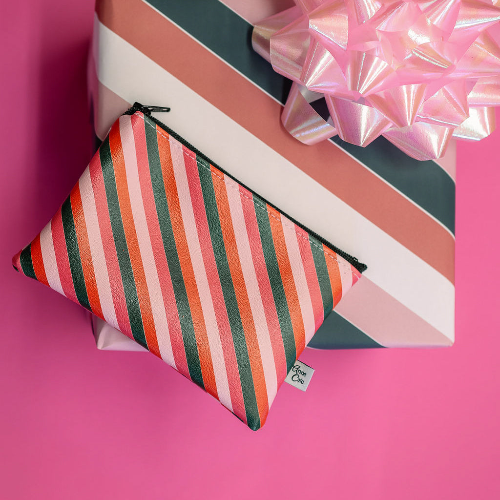 WRAPPING PAPER Striped Vegan Leather Mini Wallet