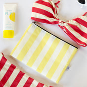 Yellow Nautical Stripe Sailcloth Splash-Proof Pouch Wet Bag