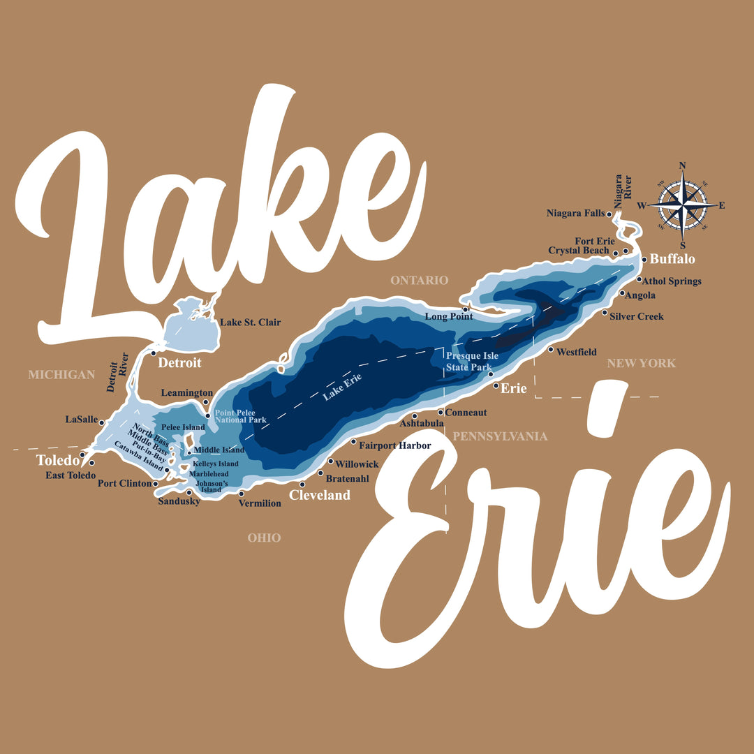 Beach Bag & Beach Read Bundle - 'Lost Lake Erie" Book & Lake Erie Map Tote