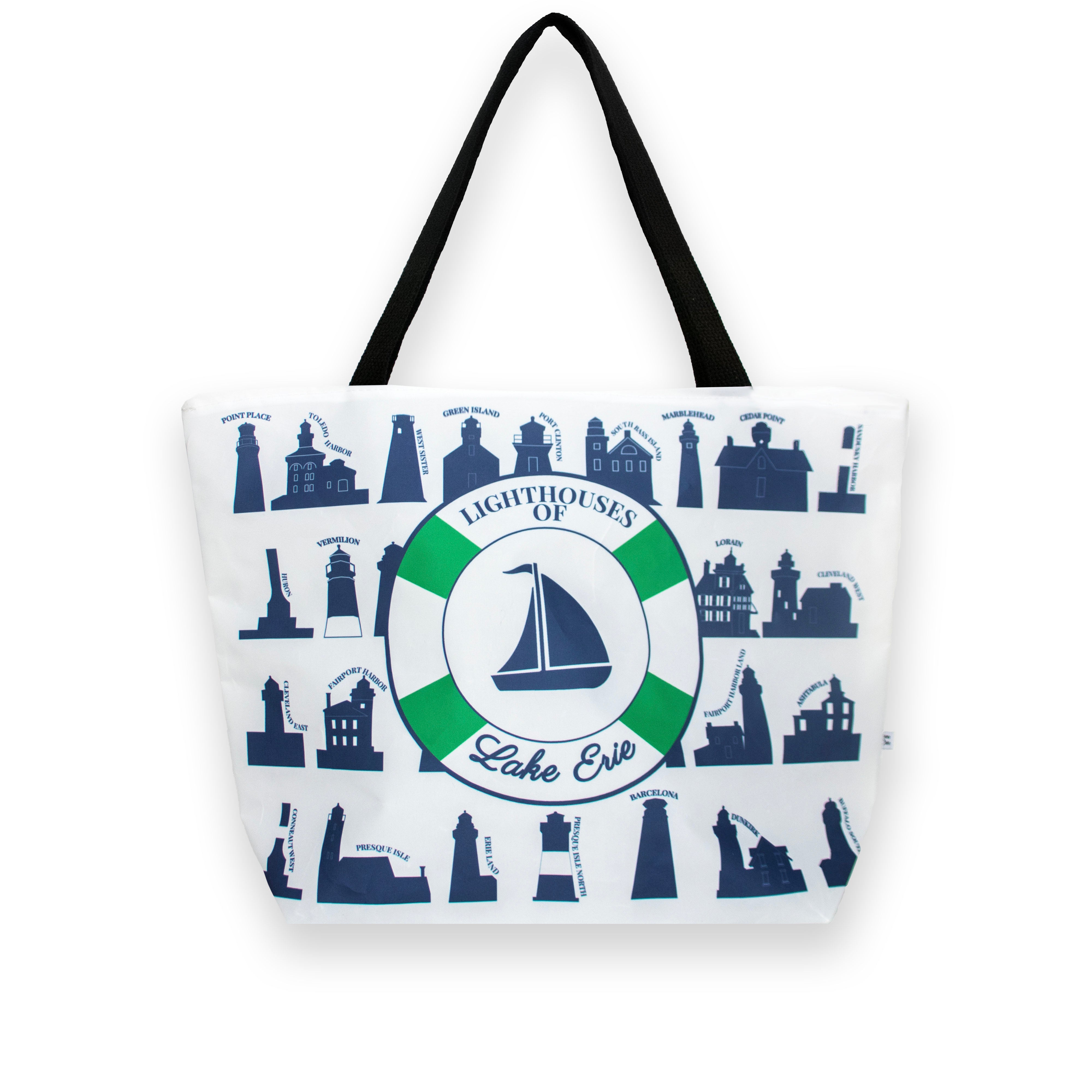 Lighthouses of Lake Erie Sailcloth Beach Tote-Anne Cate