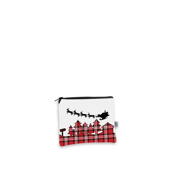 Plaid North Pole Santa Skyline Canvas Mini Purse