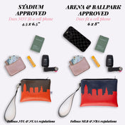 City Skyline Silhouette Team Colored Stadium Approved Football Game Day Wristlet - Anne Cate - NFL Approved Size, Stadium Regulation Purse - 4.5 x 6.5" Size