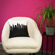 City Skyline Silhouette Throw Pillow - Anne Cate - Home Decor of your Favorite City. Black and White Skyline Throw Pillow