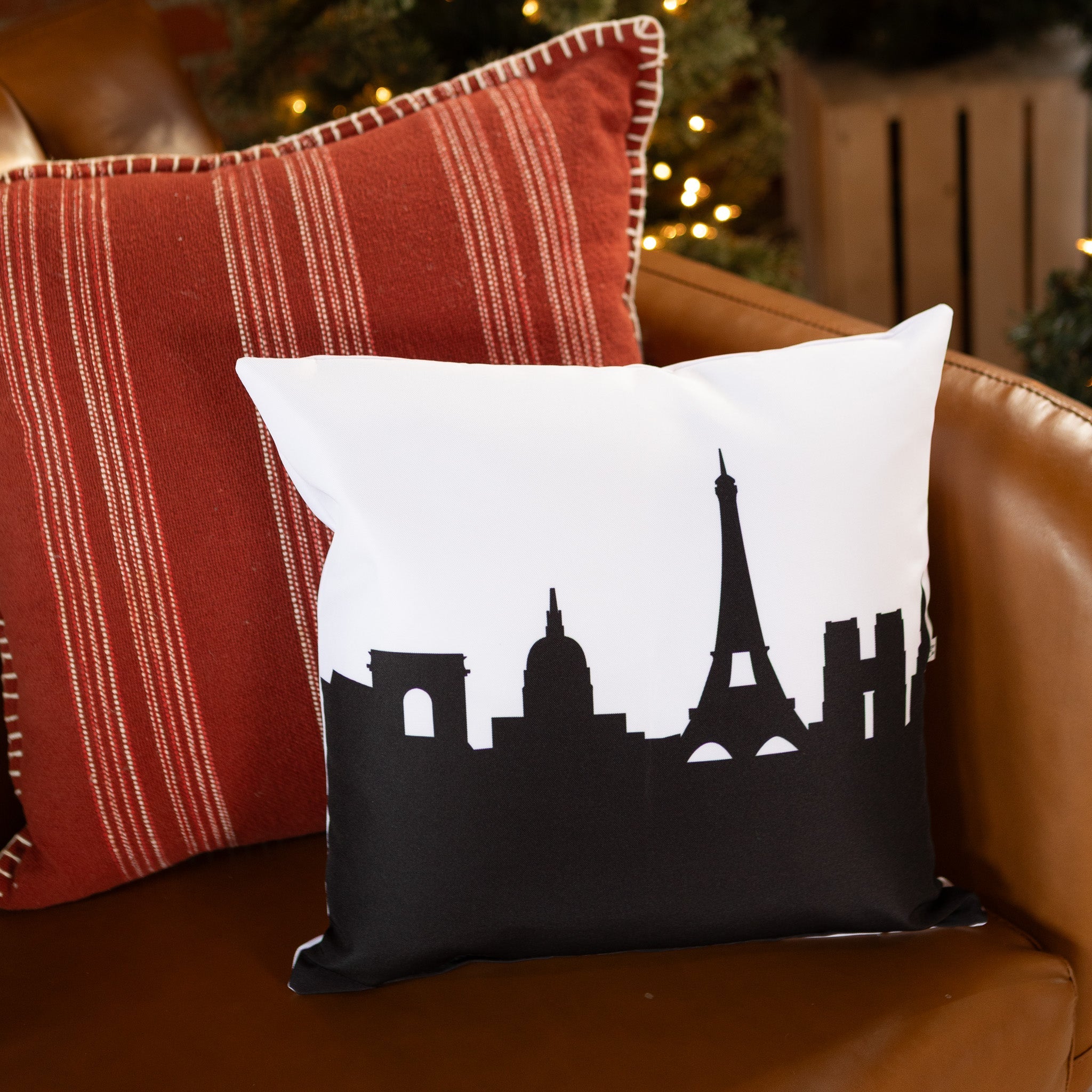City Skyline Silhouette Throw Pillow - Anne Cate - Home Decor of your Favorite City. Black and White Skyline Throw Pillow