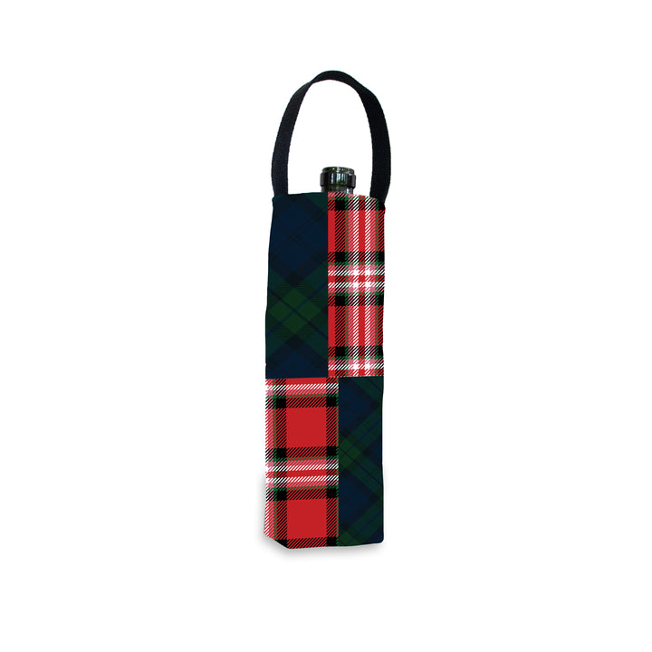 Patchwork Plaid Canvas Wine Tote