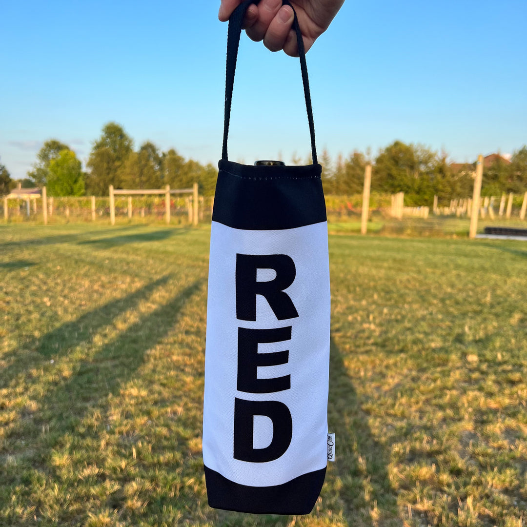 RED Block Letter Canvas Wine Tote