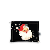 Black pouch with a vintage Santa Claus design on a white background