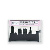 Emergency kit with city skyline design on a white background