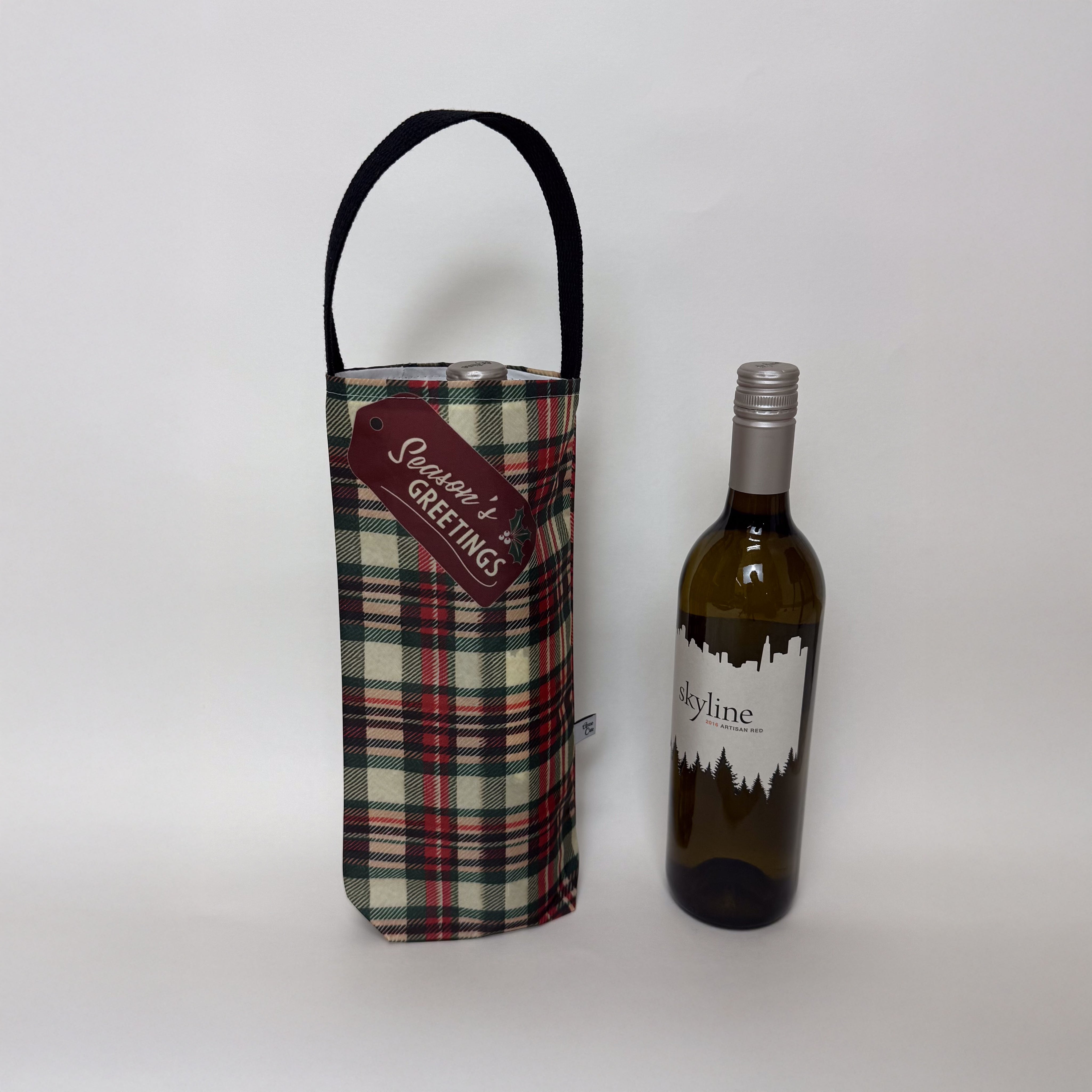 Vintage Plaid Christmas Wine Tote - Anne Cate