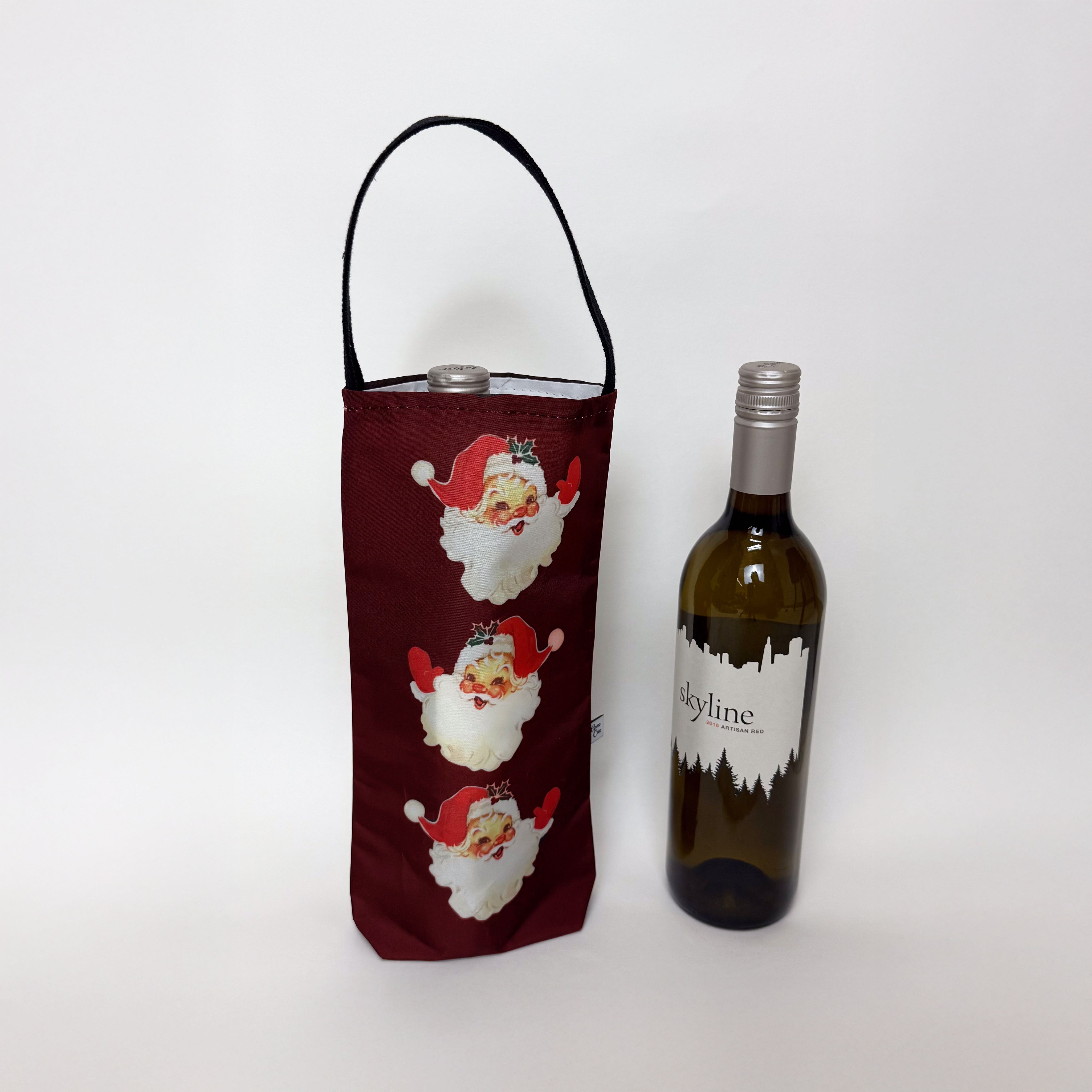 Vintage Santa Christmas Wine Tote