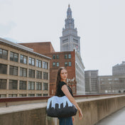 City Skyline Silhouette Weekender Tote Travel Tote in Black and White City Skyline - Anne Cate - Travel Bag