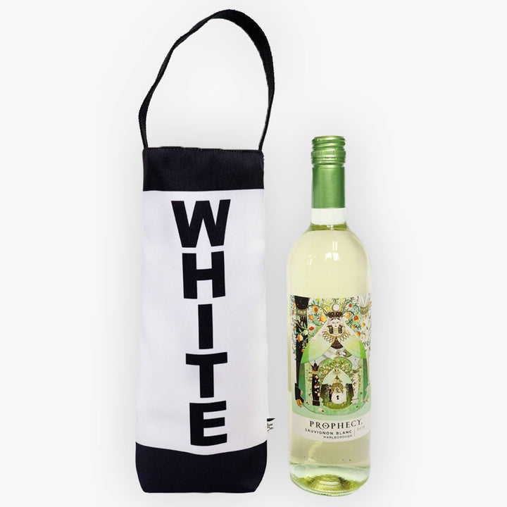 WHITE Block Letter Canvas Wine Tote