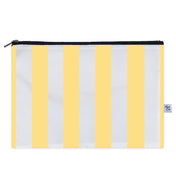 Pouch with yellow and white vertical stripes on a white background
