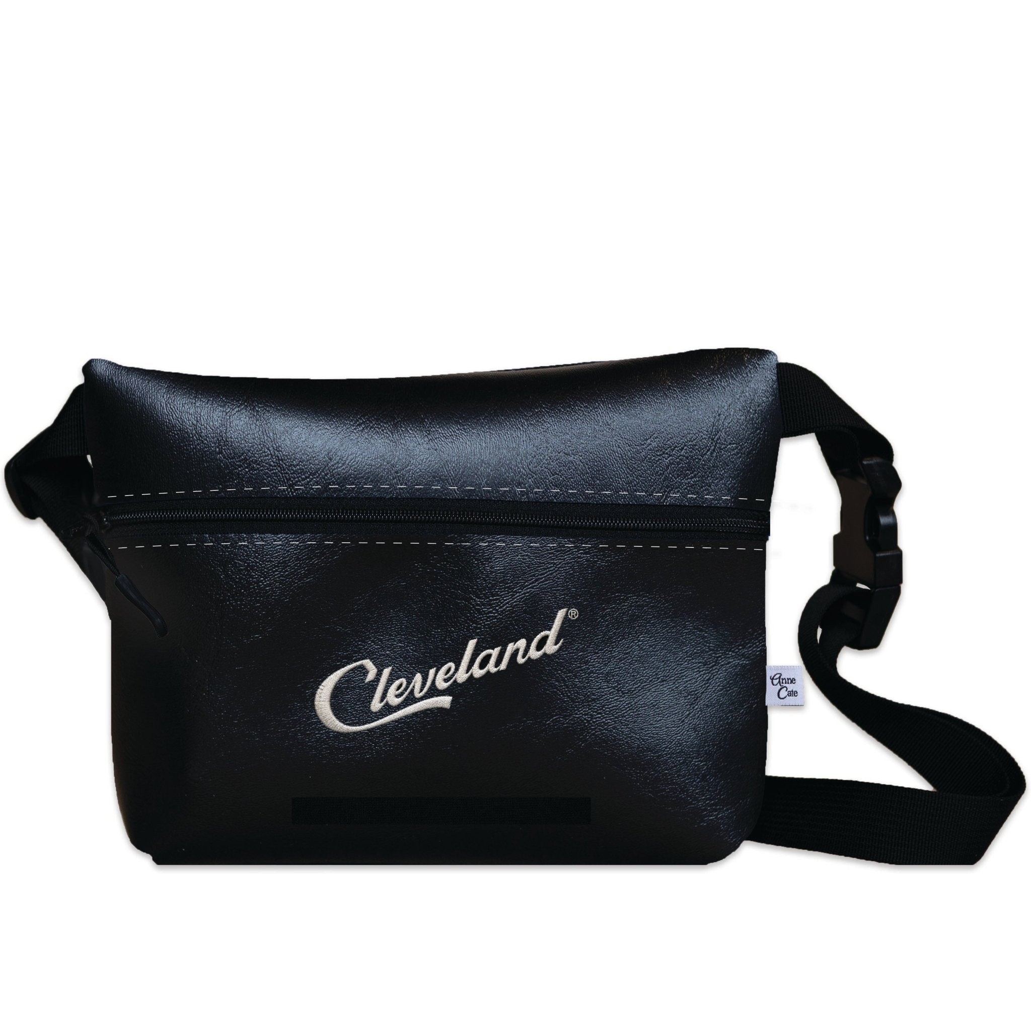 Cleveland Script Black Belt Bag Fanny Pack - Anne Cate