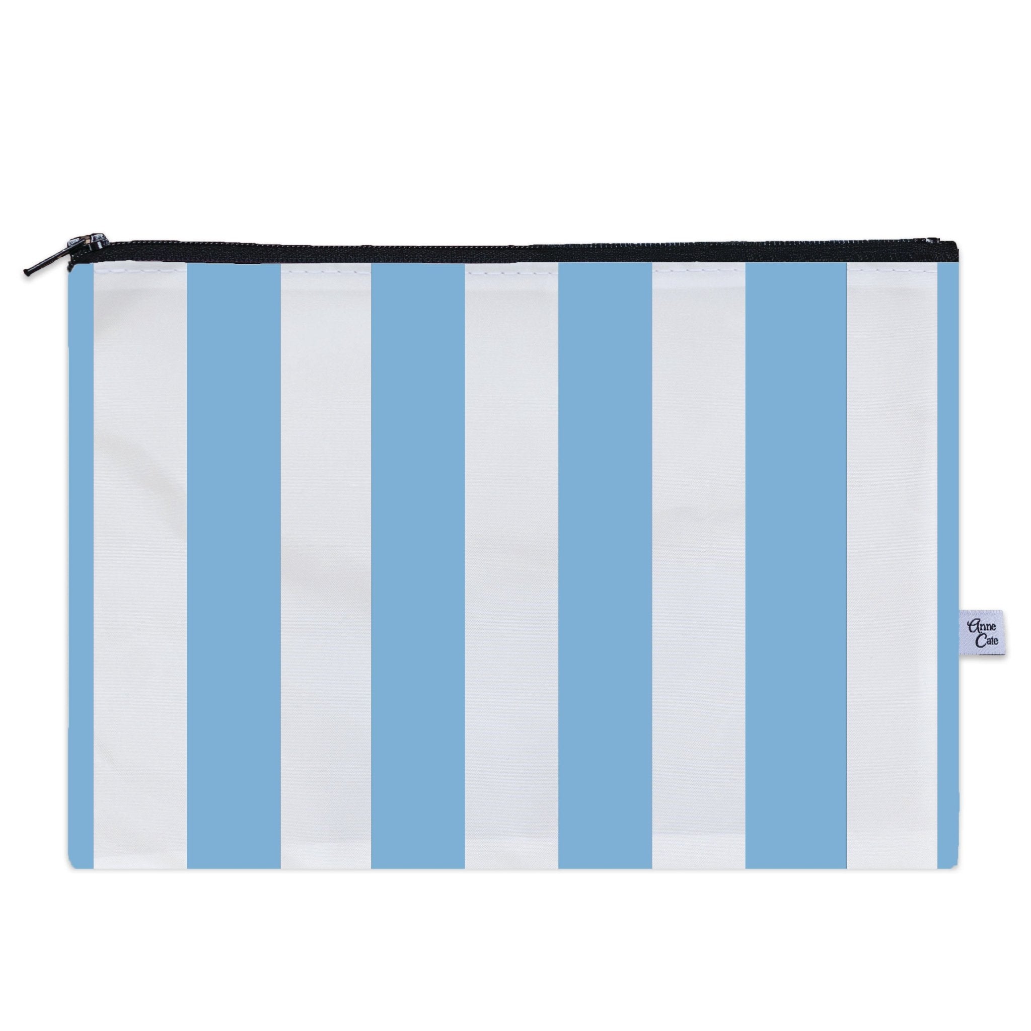 Light Blue Nautical Stripe Sailcloth Splash-Proof Pouch Wet Bag - Anne Cate