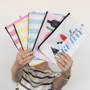 Light Blue Nautical Stripe Sailcloth Splash-Proof Pouch Wet Bag - Anne Cate