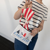 Light Blue Nautical Stripe Sailcloth Splash-Proof Pouch Wet Bag - Anne Cate