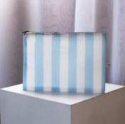 Light Blue Nautical Stripe Sailcloth Splash-Proof Pouch Wet Bag - Anne Cate