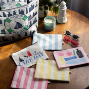 Light Blue Nautical Stripe Sailcloth Splash-Proof Pouch Wet Bag - Anne Cate