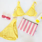 Pink Nautical Stripe Sailcloth Splash-Proof Pouch Wet Bag - Anne Cate
