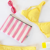 Pink Nautical Stripe Sailcloth Splash-Proof Pouch Wet Bag - Anne Cate