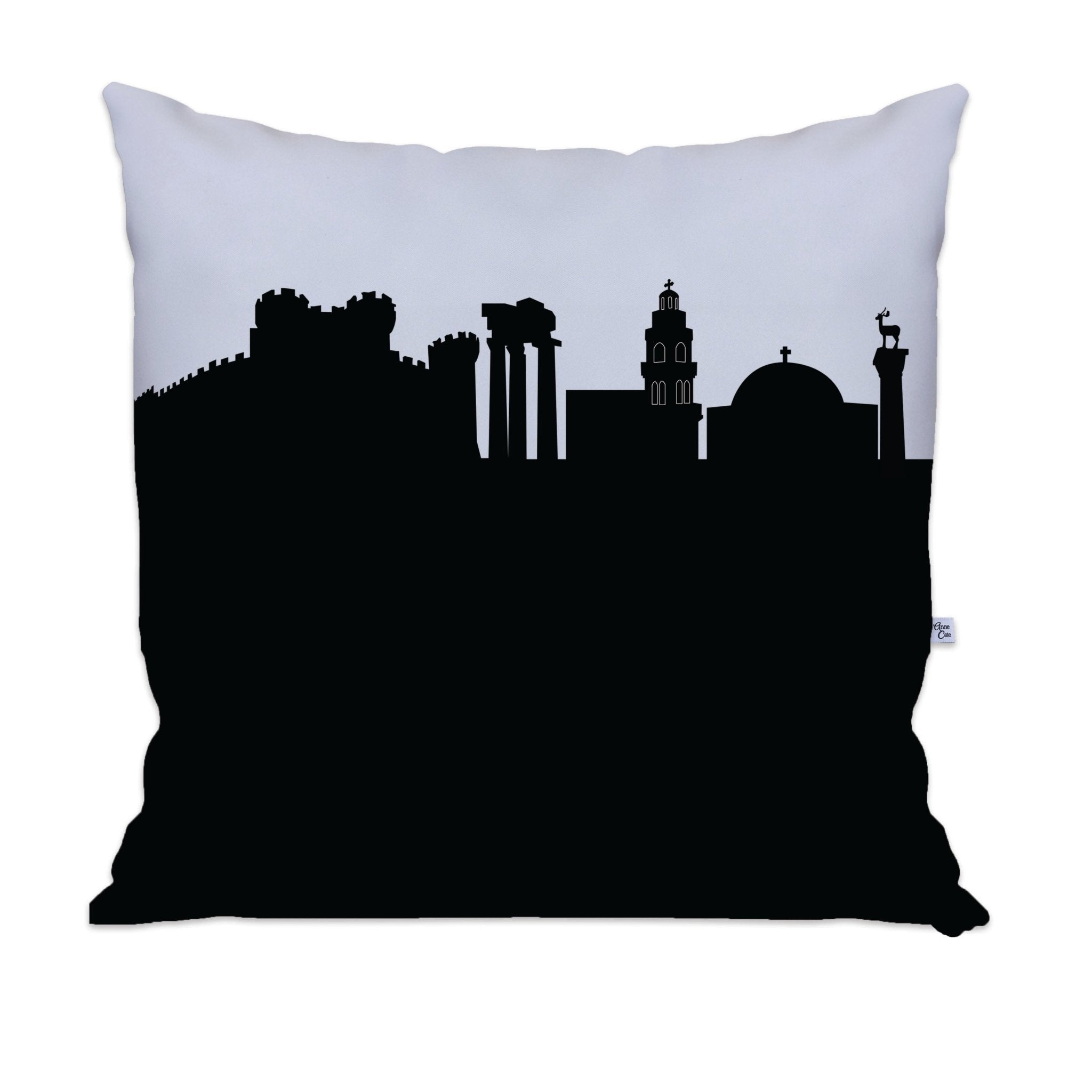 Rhodes Greece Skyline Large Throw Pillow - Anne Cate