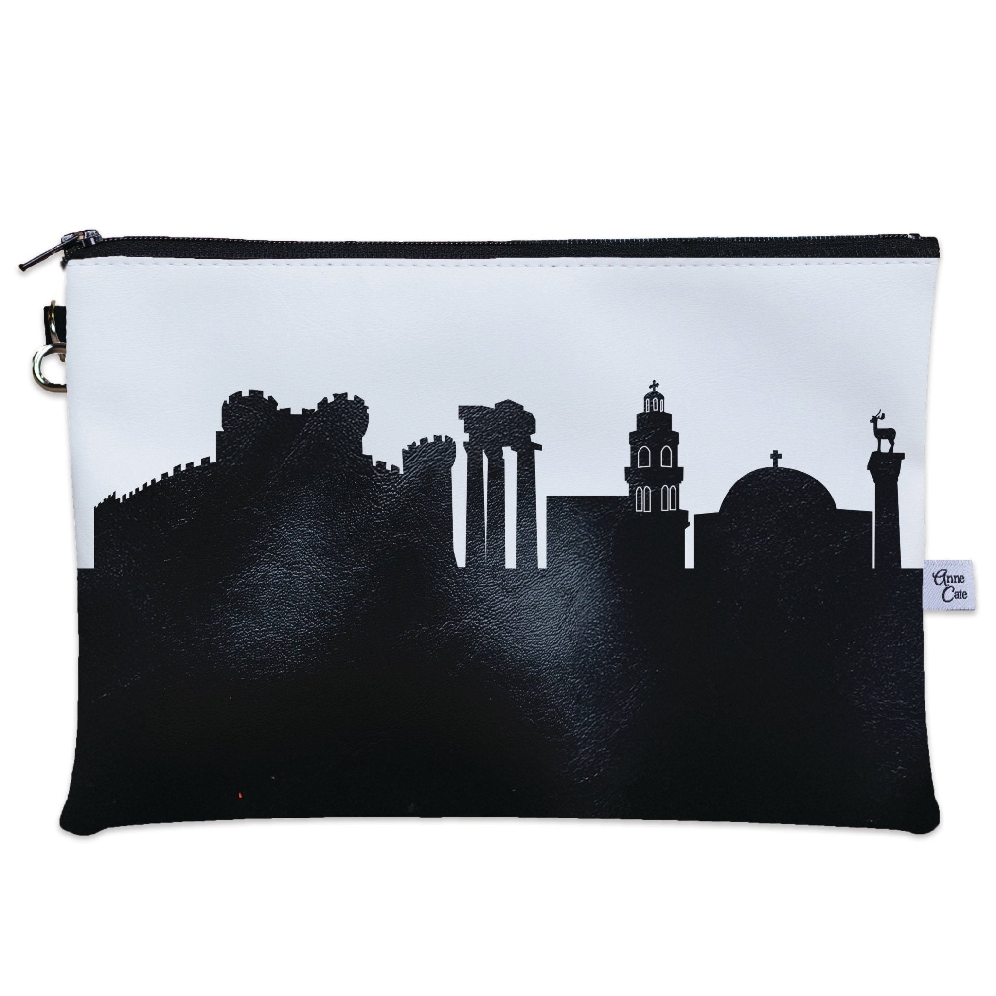 Rhodes Greece Skyline Wristlet Clutch Purse - Anne Cate