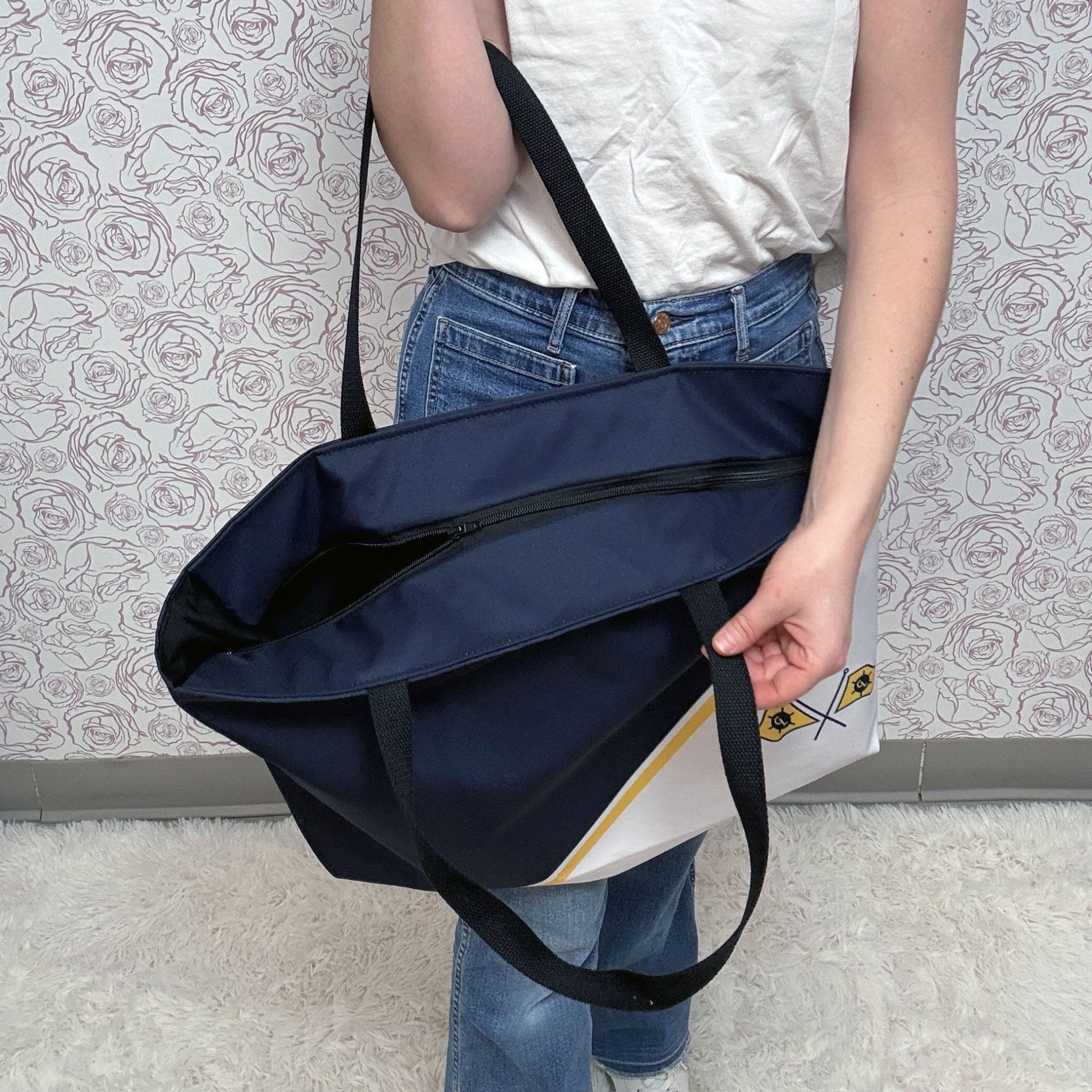 Weekender Tote - Zipper Closure and Pocket - Custom - Anne Cate