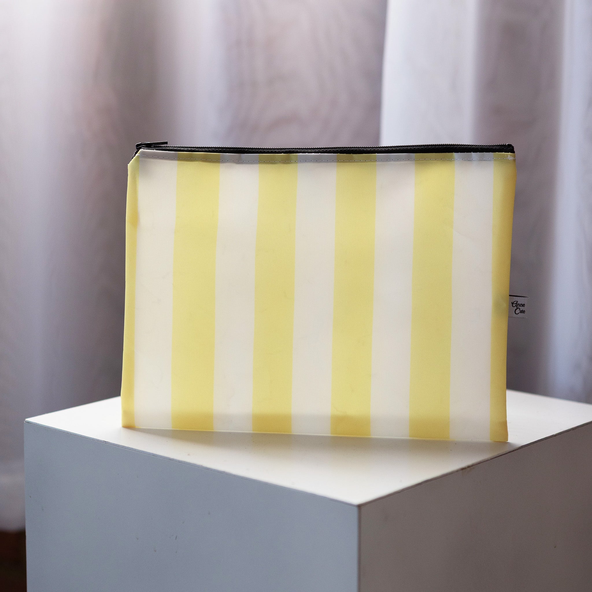 Yellow Nautical Stripe Sailcloth Splash-Proof Pouch Wet Bag - Anne Cate