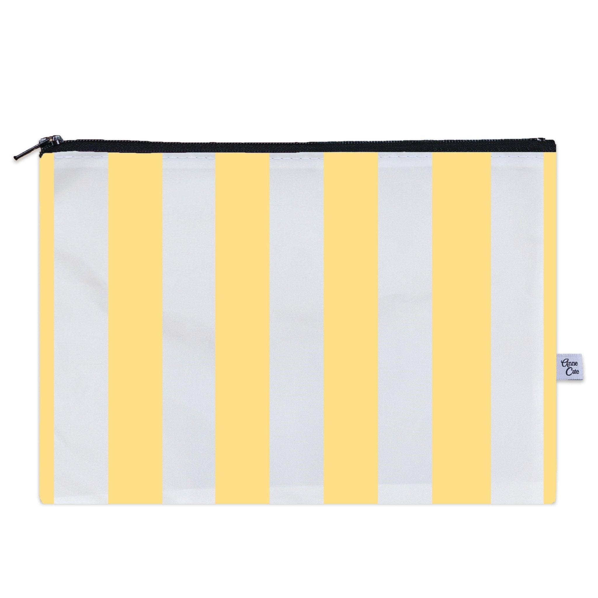 Yellow Nautical Stripe Sailcloth Splash-Proof Pouch Wet Bag - Anne Cate