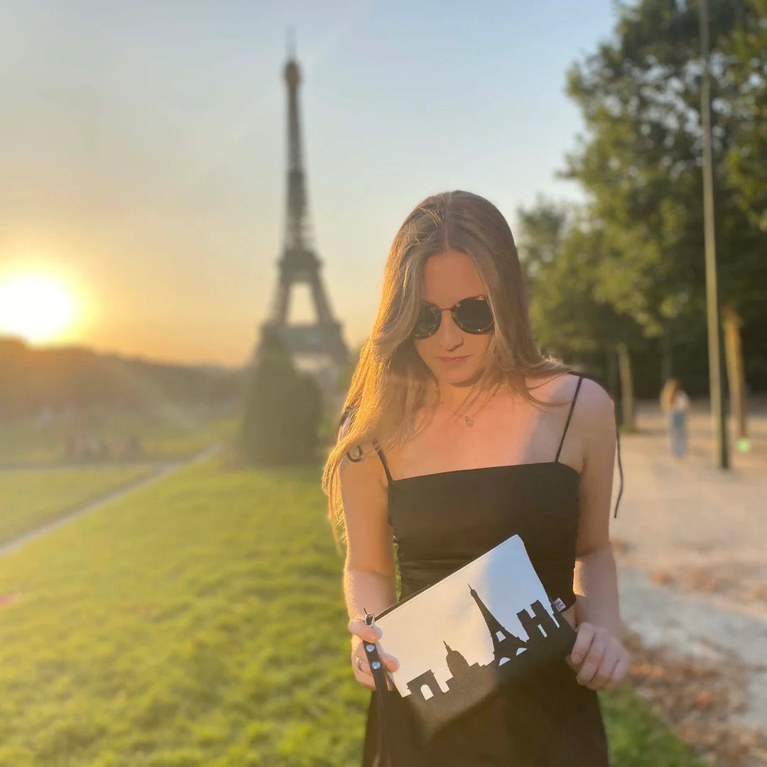 Paris France Skyline Wristlet Clutch (Vegan Leather)
