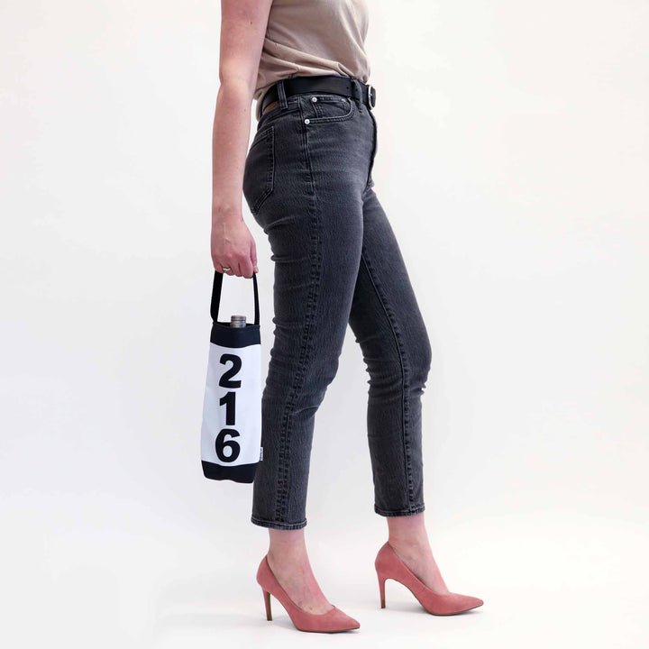 Custom Block Text Canvas Wine Tote - Customize with your Message !