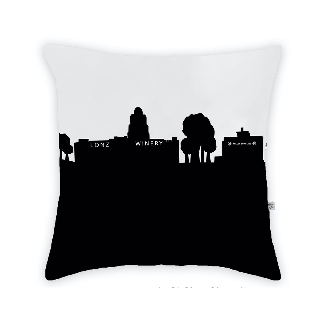 Middle Bass Island OH Skyline Large Throw Pillow