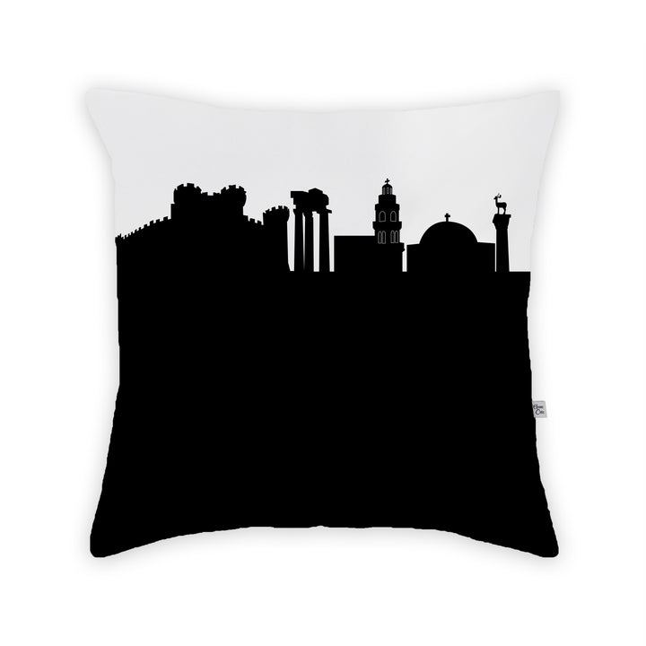 Rhodes Greece Skyline Large Throw Pillow